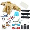 PLSOPPKG Kit per skate park, kit di rampa per dita, Mini Skateboard da Dita con Rampa, skateboard, parco, puntelli da allenamento con dita, skateboard, bici, pattini, scooter e altro ancora (grigio)