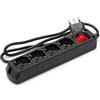 Velamp Multipresa - 4 Prese Polivalenti (Schuko + 10/16A) - Spina Grande 16A - Interruttore Luminoso - Colore Nero