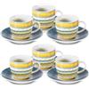 ARCA, Set 6 Tazzine da Caffè Apulia con Piattino, Realizzate in Porcellana Decorata, Capacità 90 ml, 11x6 cm, Blu