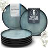PURE LIVING INTERIOR DESIGN Servizio Piatti Moderni per 6 Persone in Ceramica Ibiza, Set di 6 Piatti, Dessert e Insalata - Resistenti a Lavastoviglie e Microonde - Pure Living petrolio scuro