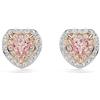 Swarovski Orecchini a lobo One, Taglio Heart, Pavé, Cuore, Rosa, Mix di finiture