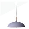 B·LED BARCELONA LED B·LED BARCELONA Lampada a Sospensione Rotonda MELA, Stile Nordico Minimalista e Moderno, Metallo e Legno Naturale con Paralume Grigio, Ideale per Soggiorno, Sala da Pranzo o Camera