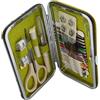 Kleiber - Kit da Cucito per Viaggio Tascabile con Custodia Rigida inclusivo di Forbici/Filo/Bottoni di riserva/Lama per scucire/Metro a Nastro e Fermagli, Blu/Verde