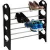 Premier Housewares Scarpiera a 4 Ripiani, Metallo, Black, 65 x 63 x 19 cm, 4 Tier