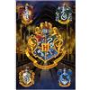 Grupo Erik: Poster Harry Potter Scudi Hogwarts| Poster da parete Harry Potter, 61x91,5cm, carta lucida | Poster da muro, incorniciabile | Poster Harry Potter, Poster HP, Harry Potter Gadget