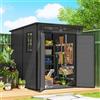 DecHome - Casetta da Giardino con 2 Ante, in Pp e Alluminio, 182x182x196 cm, Grigio Scuro