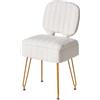 IBUYKE sedia da vanità rettangolare con stoccaggio, piccola sedia da trucco pieghevole, 42 * 31 * 72 cm, sgabello ottomano in velluto carino per il soggiorno, con piedi antiscivolo, bianco WBD030W