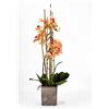 PERAGA GARDEN PHALAENOPSIS Orchidea Artificiale 80CM con Vaso Quadrato Arancione Fiori Piante Artificiali
