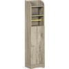DecHome - Mobile Bagno Salvaspazio, con 1 Anta e Porta Rotolo, Moderno, 23x18x100 cm, Grigio