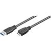 Ewent Cavo USB 3.0 Tipo A/Maschio a B/Micro, Doppia Schermatura AWG 28 in Rame, velocità di Trasferimento Fino a 5GMbit, 1,8m, Nero