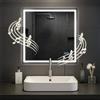 CLP Specchio da bagno Jaffrey, altoparlante Bluetooth, antiappannamento, specchio da parete con illuminazione a LED, dimmerabile, Dimensione:80x80 cm