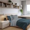 PENSIERI DELICATI Completo Letto 1 Piazza e Mezza 100% Cotone, Completo 180x300 Comprensivo di Lenzuolo Sotto, Lenzuolo Sopra e 1 Federa a due Volant, Made in Italy, Fantasia Provenza Ottanio