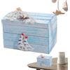 Generico Scatola portaoggetti in legno da spiaggia, scatola in legno a tema spiaggia | Portagioie con decorazioni di stelle marine - Scatola di gioielli da tavolo per decorazioni per la casa in stile Accento S