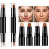 ARYIMYDP 2 Sticks Trucco a Doppia Estremità per il Contouring Viso, 4 Colorì (Ombra e Luce) con Pennello, per Scolpire e Illuminare Naso, Zigomi e Mento, Design Girevole per un'Applicazione Precisa