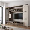 Dmora Parete Attrezzata Samoa Marrone Noce 5 Ripiani 2 Cassetti, Mobile Soggiorno Modulabile