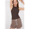 Tezenis Canotta Spalla Vogatore Cotone A Costine Donna Marrone