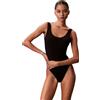 Calvin Klein Donna Costume da Bagno Scoop Back One Piece Schiena Scoperta, Nero (20242 Icon Cotton Emblem W Black), S