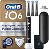 Oral-B iO 6 Spazzolino Elettrico, 3 Testine di Ricambio, Custodia, Nero | 3 Testine di Ricambio per Spazzolino Elettrico, Ricaricabile, Custodia, Sensore Pressione, Delicato su Gengive, Pulizia Denti