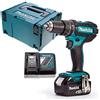 Makita Trapano combinato DHP482Z LXT 18 V con 1 batteria da 5,0 Ah, caricabatterie e inserto, 18 V