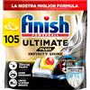Finish Ultimate PLUS Infinity Shine Pastiglie Lavastoviglie al Limone, 105 Capsule con Scudo Protettivo contro lo Sporco e i Residui Incrostati