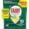 Fairy Original Pastiglie Lavastoviglie, 100 Capsule, Limone, Detersivo Con Azione Pulente Al Primo Lavaggio, Efficace Sul Grasso Incrostato Con Azione Brillante