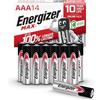 Energizer Max - Pile AAA (Confezione da 14) Batterie Alcaline 1,5V - potenza di lunga durata - 100% imballaggio riciclabile privo di plastica - 10 anni di conservazione [Esclusiva Amazon]