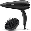 BaByliss Asciugacapelli Turbo Smooth 2200W, Phon Capelli Professionale, Diffusore Capelli Ricci, Funzione Ionica Anti-Crespo E Tecnologia Ceramica, Nero, D572DE
