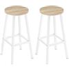 Klihome Sgabello da Bar Set di 2, Sgabello da Cucina con Poggiapiedi, Sgabello Alto in Stile Moderno/Industriale per Bar, Caffè, Isola della Cucina, Legno chiaro