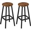 Klihome Sgabello da Bar Set di 2, Sgabello da Cucina con Poggiapiedi, Sgabello Alto in Stile Moderno/Industriale per Bar, Caffè, Isola della Cucina, Marrone vintage