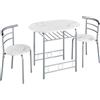 Soberine Set Tavolo Moderno con 2 Sedie per Sala da Pranzo, Set 3 Pezzi Mobili Salvaspazio da Cucina Balcone Ristorante Bar per 2 Persone in Legno e Metallo Sedia Portata Bianco 90 x 53,5 x 75,5 cm