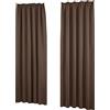 Deconovo Tende Oscuranti Termiche con Nastro a Matita - 2 Stili di Montaggio, Set di 2 Tende Moderne Isolanti per Camera da Letto e Soggiorno, 140x260 CM, Marrone