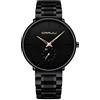CRRJU Montres Hommes Ultra Thin Black Minimalist Quartz with Milanese Mesh Stainless Steel