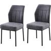 Hela Tische, Set di 2 sedie da sala da pranzo Almada, rivestimento in velluto/velluto antracite, seduta confortevole, cestello a molle, gambe rotonde in metallo, portata 100 kg