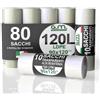 G.M. DISTRIBUZIONE GM 80 Sacchi Trasparenti Super Resistenti 90x120 cm in Plastica LDPE, 120 litri, 70 Grammi a Sacco, Sacchetti indifferenziata, Buste spazzatura, Sacchi immondizia condominiali, 8 Rotoli da 10 Buste