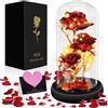 MOYKSRR Rosa eterna, cupola in vetro con 3 rose rosse e base in legno nero, decorazione per la casa, regalo a sorpresa per San Valentino, festa della mamma, compleanno, anniversario