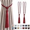 Pretty Jolly - Set di 2 fermatende per tende lunghe con nappe realizzate a mano in corda intrecciata con nodi in stile europeo, fermatende decorative per tende da finestra per casa e ufficio (rosso)