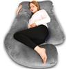 Chilling Home Cuscino per gravidanza, 140 cm, per donne incinte, comodo cuscino a forma di J per tutto il corpo, cuscino per dormire, con fodera lavabile (grigio scuro)