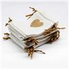 Leylve 24 Pezzi Sacchetti di Iuta Bianchi 10x15cm | con Decorazione a Cuore e Cordino | Piccoli Sacchetti in Tessuto da Riempire | Per Bomboniere Matrimonio, Calendario dell'Avvento e Piccoli Regali