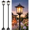 PASAMIC Lampade solari per esterni, confezione da 2 lampioni solari da 160 cm, dal tramonto all'alba, lampade da terra impermeabili, luci bianche calde per patio con lampadina sostituibile
