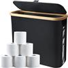 Luabue 23L Contenitore Porta Carta Igienica con Coperchio Nero Impermeabile Cestino per Carta Igienica per Bagno e Casa Rotoli di Carta Igienica e Accessori