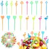 Shyllin 200 Forchette da Frutta per Bambini, Stecchini per Aperitivo in Plastica Riutilizzabili, Stuzzicadenti Decorativi, Spiedini per Fingerfood, per Dolci, Cocktail, Pranzo, Feste per Bambini