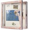 TJ.MOREE Fiori Shadow Box Vetrina 29 x 29 cm Scatola con finestra in vetro, cornice per foto in stile rustico, vetrina per matrimoni, bouquet di fiori, ricordi, foto - Bianco Rosa