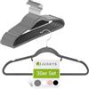 Juskys Set da 30 grucce Appendiabiti con Velluto Floccato Grigio - Antiscivolo, Strette, salvaspazio - Gancio Girevole