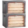 Resszo Lot di 2 Scatole per Armadio Rigide 66L, 50x40x33CM Organizzatore Armadio con Telaio in Metallo, Oxford&Finestra Trasparente/Zip, Contenitori per Armadio Salvaspazio, Cassettiera per Armadio Interno