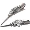 DYTHHN 2 fermagli per capelli a coccodrillo decorativi con strass, clip per capelli a coccodrillo in metallo, clip a coccodrillo con strass a coccodrillo per donne e ragazze