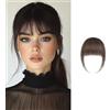 Gkaopi Frangia Clip Capelli Veri Frangetta Finta Extension 100% Natural Frangia Extension Frontale con Tempie Fascia Unica Hair Bang Fringe Hairpiece Posticci per Incontri Feste (Marrone Nero)