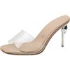 LarDorLin Tacco a Spillo Mules Donna Trasparente Pantofole Punta Aperta Sposa Ciabatte Eleganti Festa Tacco Alto con Cristalli Finto Nero Numero 43 EU (45 Cn)