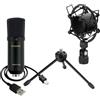 Pronomic McGrey USB-M 1000 BK Microfono a condensatore per podcast, streaming e gaming. Capsula elettrete da 14 mm, direttività omnidirezionale, risposta 20 Hz - 17 kHz, colore nero.