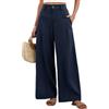 HEEKPEK Pantaloni Lino Donna Estivi Larghi Pantaloni Leggeri Elastico Vita Alta Lunghi Gamba Larga Eleganti Pantalone Bottoni Solido Sciolto Freschi Comodi con Tasche (Color Crema, L)