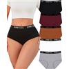FINETOO Confezione da 5 Capi di Biancheria Intima in Cotone da Donna Mutandine da Donna in Cotone Vita Alta Elastiche Traspiranti Morbide Confezione Multipla S-XXL